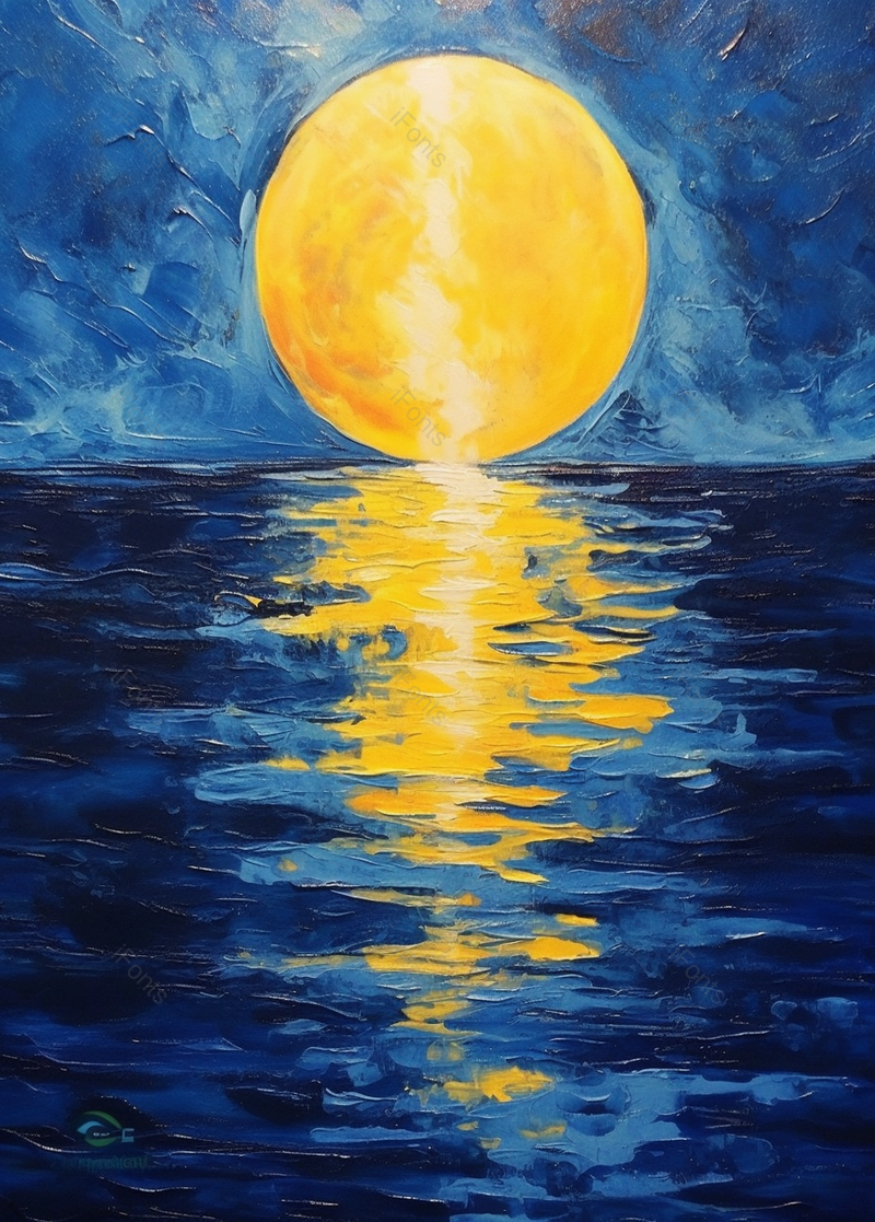 抽象夜景与海满月当代艺术绘画,插画/手绘图,插画/手绘图库,插画/手绘图下载,插画/手绘